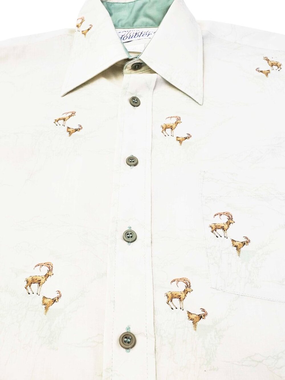 Vintage 1970's Arrow Men's Mint Green Lightweight Ibex Mountain Goat Shirt L